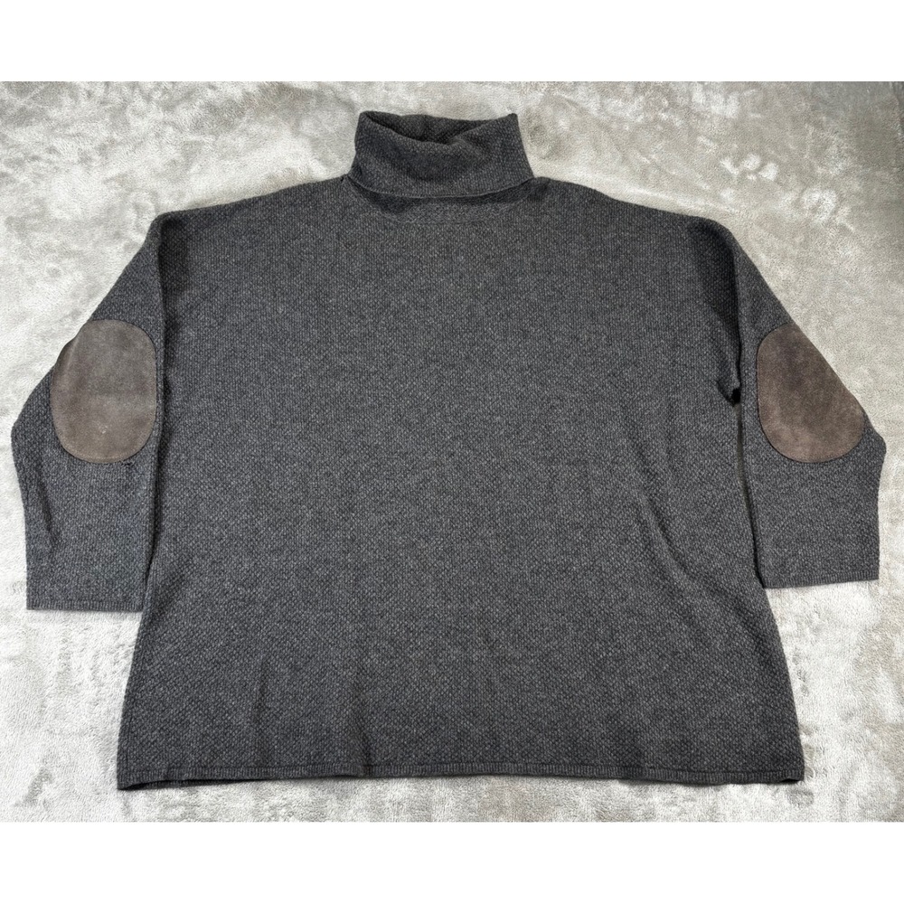 Todd & Duncan 100% Cashmere Turtleneck Mens M Gray Fair Elbow Patches Scottish